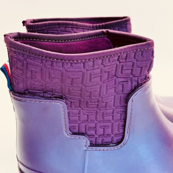 Tommy Hilfiger Women's Blayr Rain Boot Size 10 Burgundy Waterproof Pull On Ankle - Picture 10 of 11